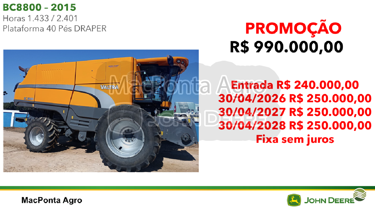 COLHEITADEIRA VALTRA VALTRA BC 8800 MacPonta - John Deere PONTA GROSSA PARANÁ PR