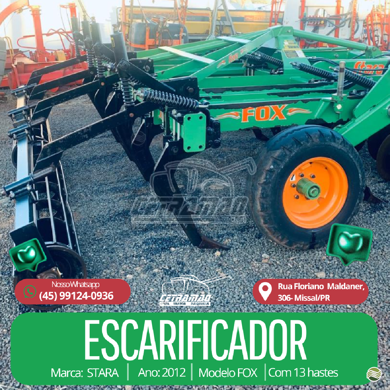 IMPLEMENTOS AGRICOLAS ESCARIFICADOR 13 HASTES DISCO CORTE