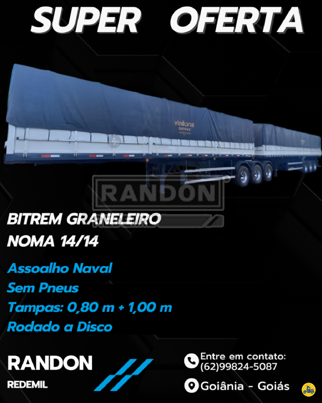 CARRETA BITREM 9 EIXOS GRANELEIRO Redemil Implementos Rodoviários - Randon GOIANIA GOIAS GO
