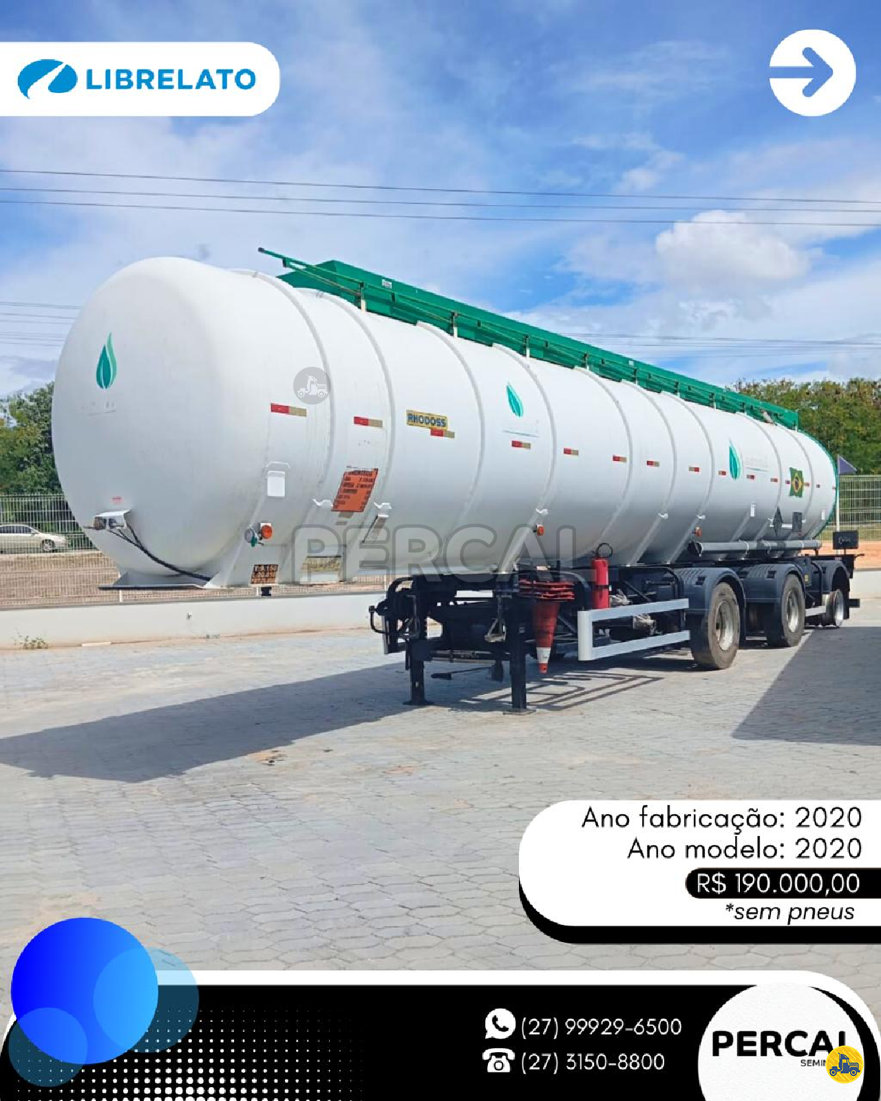 CARRETA SEMI-REBOQUE TANQUE AÇO Percal - Librelato LINHARES ESPÍRITO SANTO ES