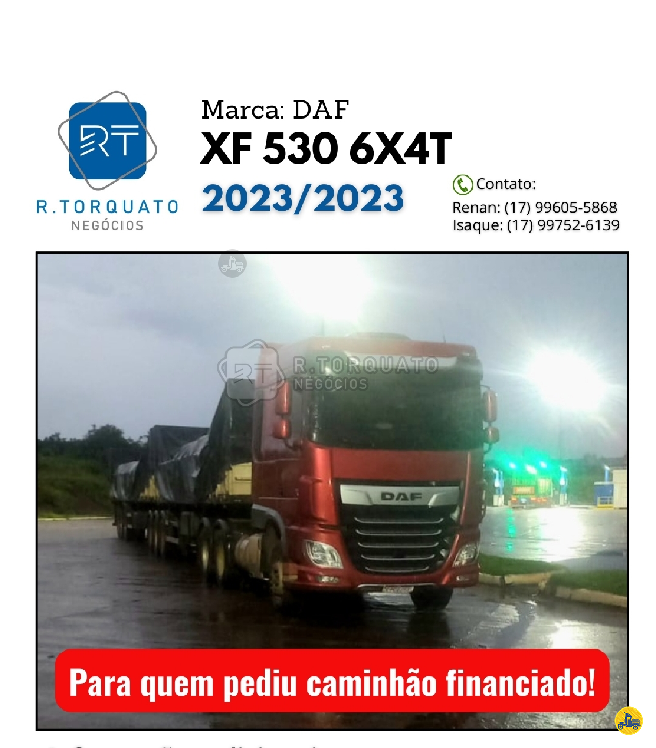 CAMINHAO DAF DAF XF FTT 530 Cavalo Mecânico Cavalo 6x4 R.Torquato Negócios São José do Rio Preto SÃO PAULO SP