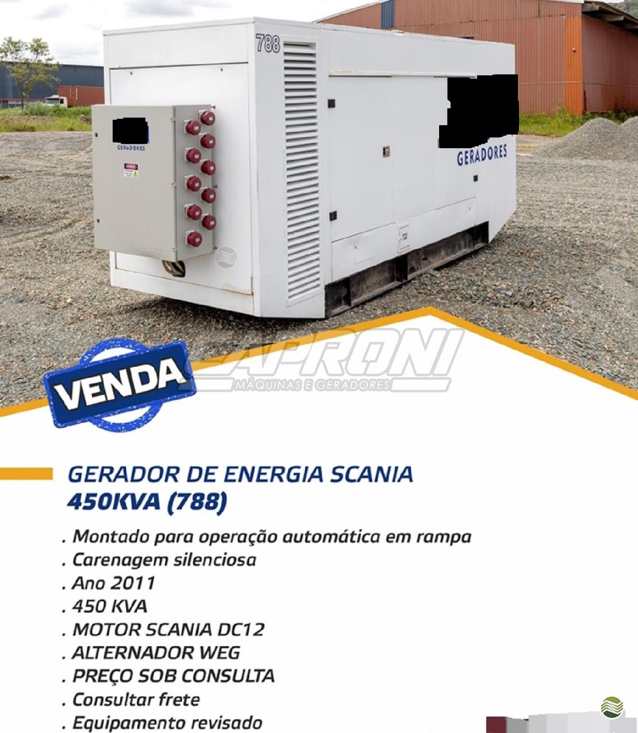 EQUIPAMENTOS GRUPO GERADOR GERADOR Caproni Máquinas e Geradores SANTO ANDRE SÃO PAULO SP