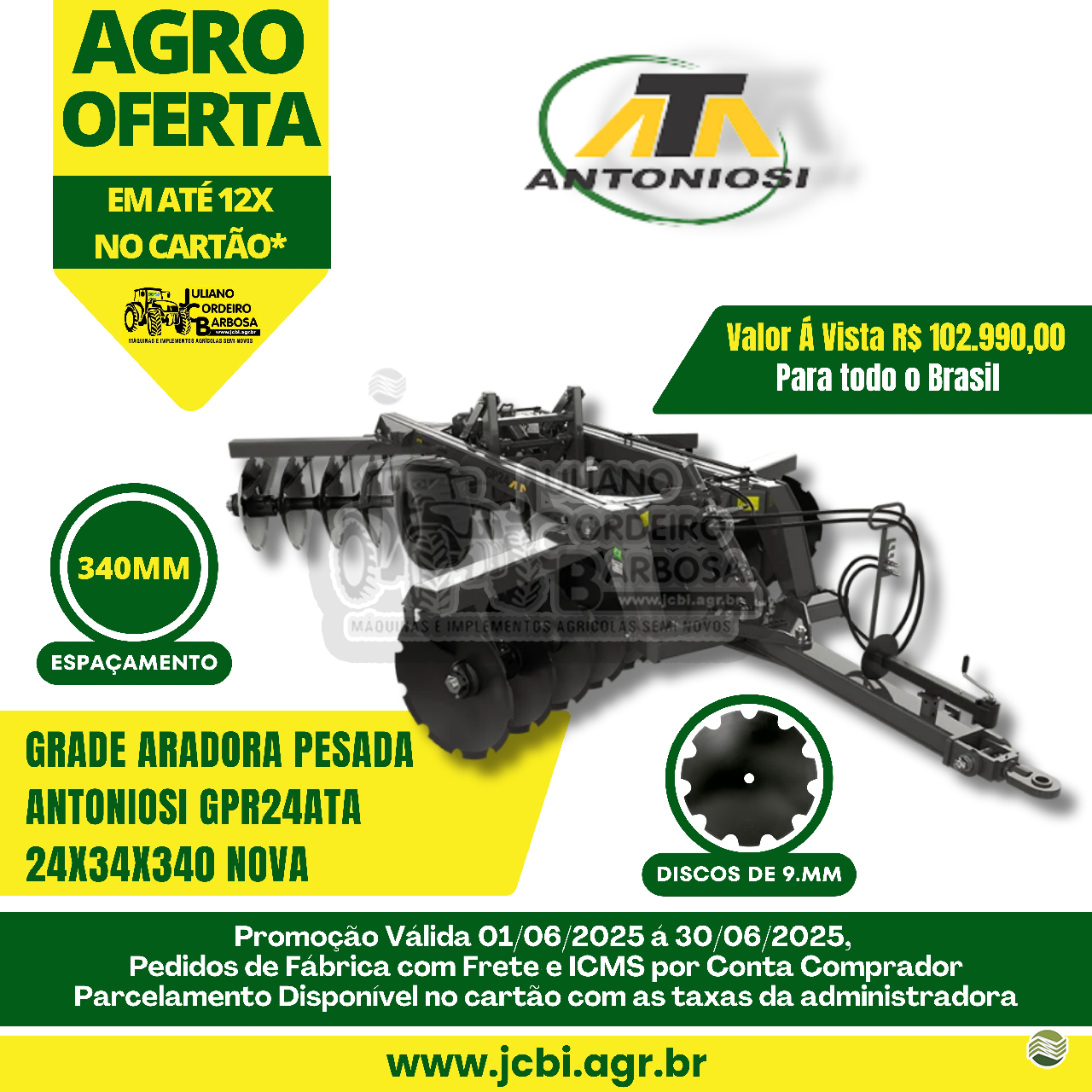 IMPLEMENTOS AGRICOLAS GRADE ARADORA ARADORA 24 DISCOS JCBi Máquinas e Implementos Agrícolas MARACAJU MATO GROSSO DO SUL MS