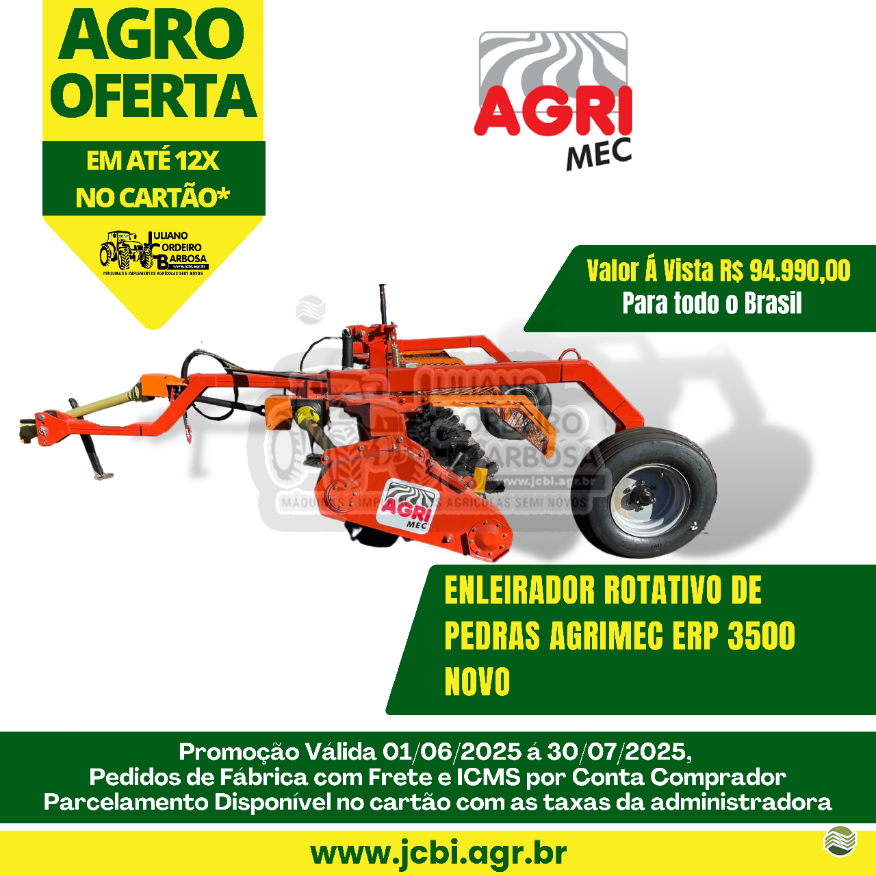 IMPLEMENTOS AGRICOLAS ENLEIRADOR ENLEIRADOR DE PEDRAS JCBi Máquinas e Implementos Agrícolas MARACAJU MATO GROSSO DO SUL MS