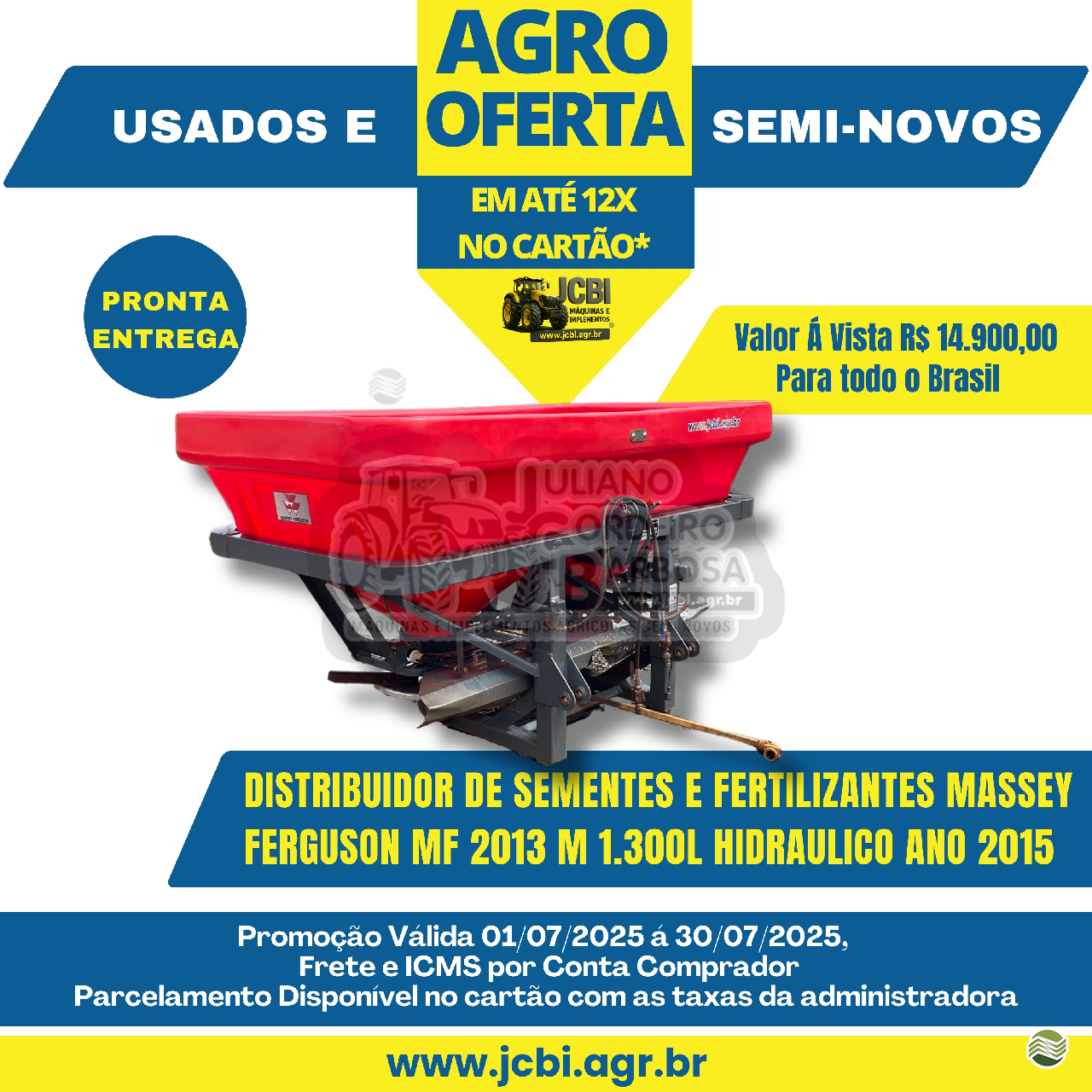 IMPLEMENTOS AGRICOLAS DISTRIBUIDOR FERTILIZANTES E SEMENTES DISCO DUPLO JCBi Máquinas e Implementos Agrícolas MARACAJU MATO GROSSO DO SUL MS