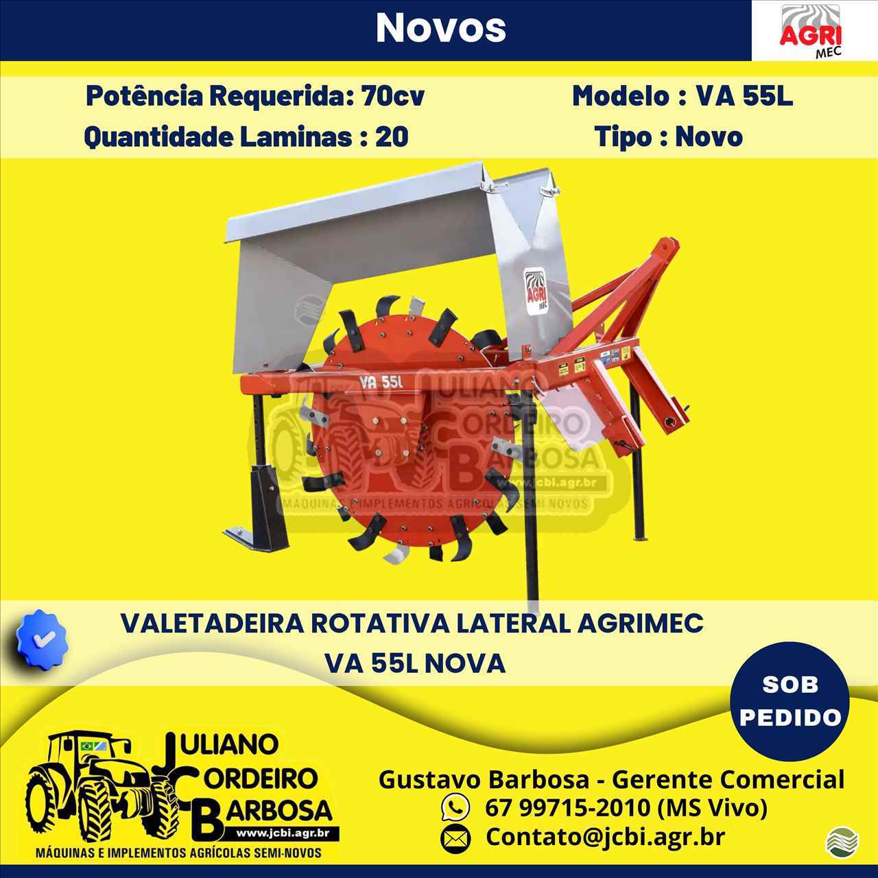 IMPLEMENTOS AGRICOLAS VALETADEIRA VALETADEIRA ROTATIVA JCBi Máquinas e Implementos Agrícolas MARACAJU MATO GROSSO DO SUL MS