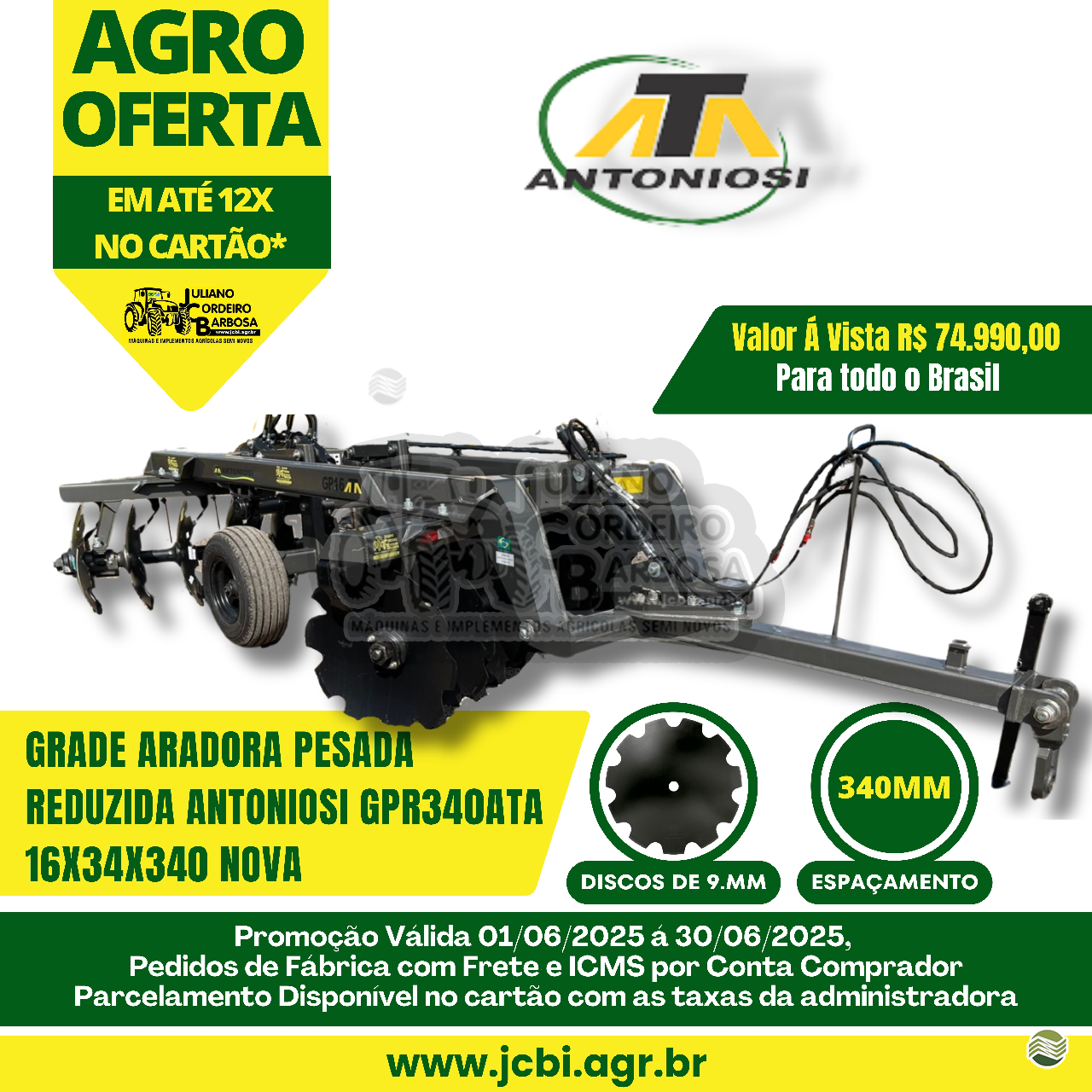 IMPLEMENTOS AGRICOLAS GRADE ARADORA ARADORA 16 DISCOS JCBi Máquinas e Implementos Agrícolas MARACAJU MATO GROSSO DO SUL MS