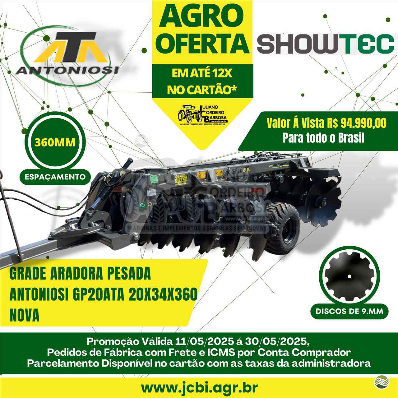 IMPLEMENTOS AGRICOLAS GRADE ARADORA ARADORA 20 DISCOS JCBi Máquinas e Implementos Agrícolas MARACAJU MATO GROSSO DO SUL MS