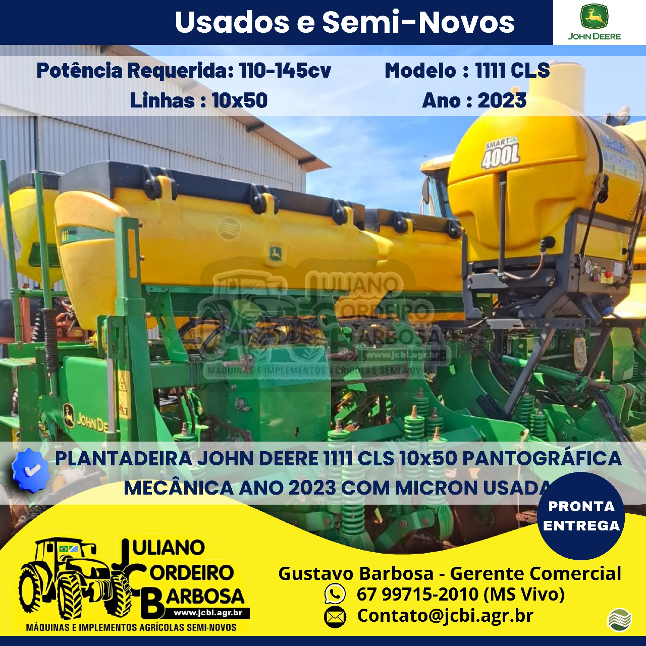 PLANTADEIRA JOHN DEERE PLANTADEIRAS 1111 JCBi Máquinas e Implementos Agrícolas MARACAJU MATO GROSSO DO SUL MS