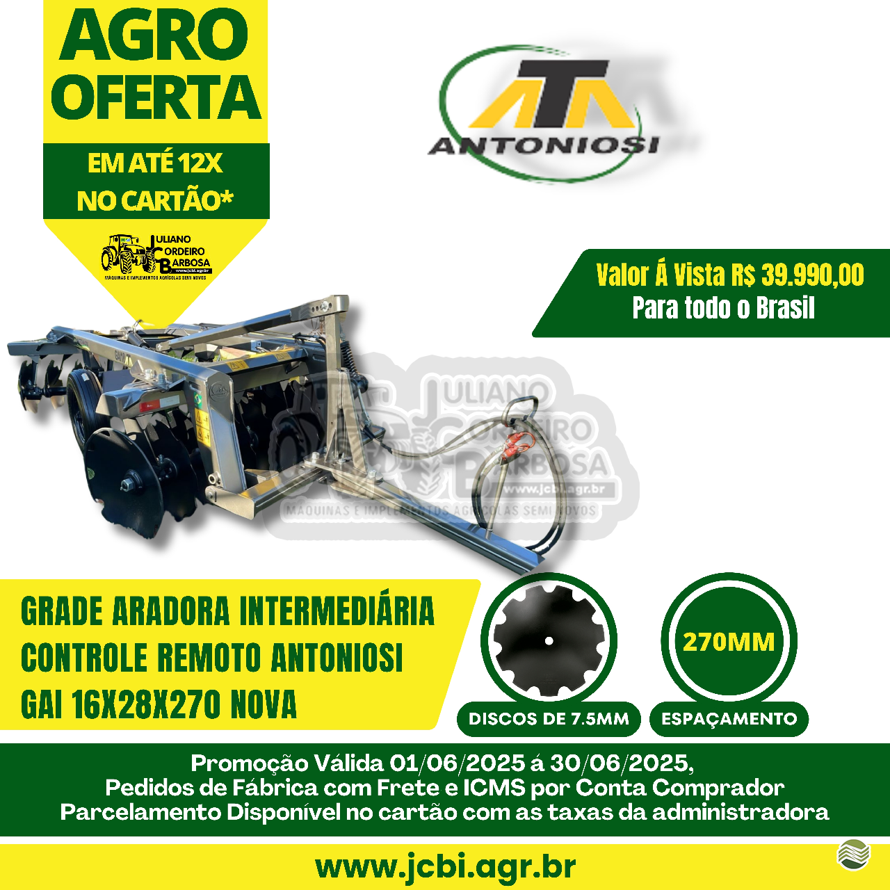 INTERMEDIÁRIA 16 DISCOS de JCBi Máquinas e Implementos Agrícolas