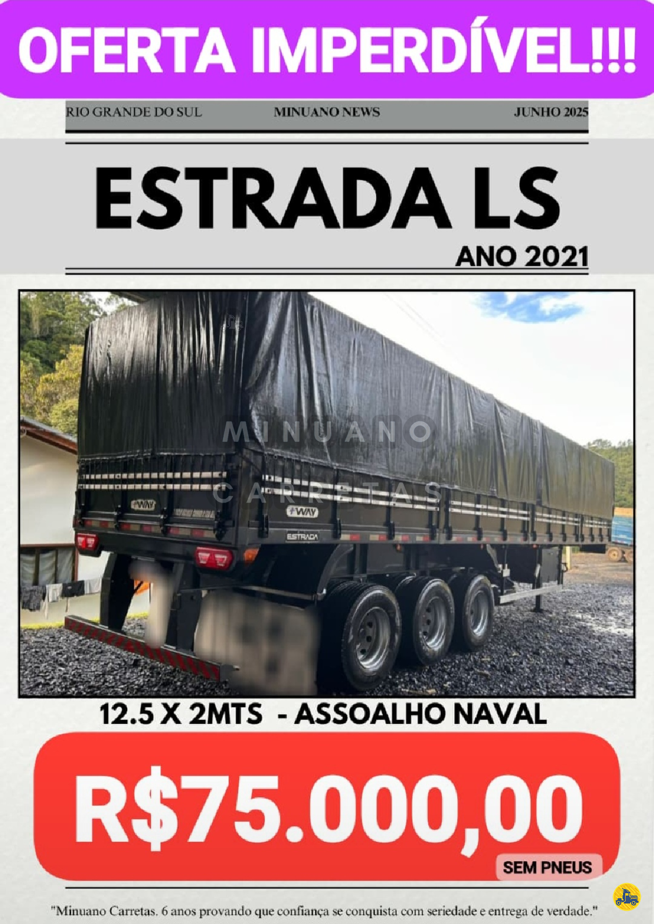 CARRETA SEMI-REBOQUE GRANELEIRO Minuano Carretas VACARIA RIO GRANDE DO SUL RS