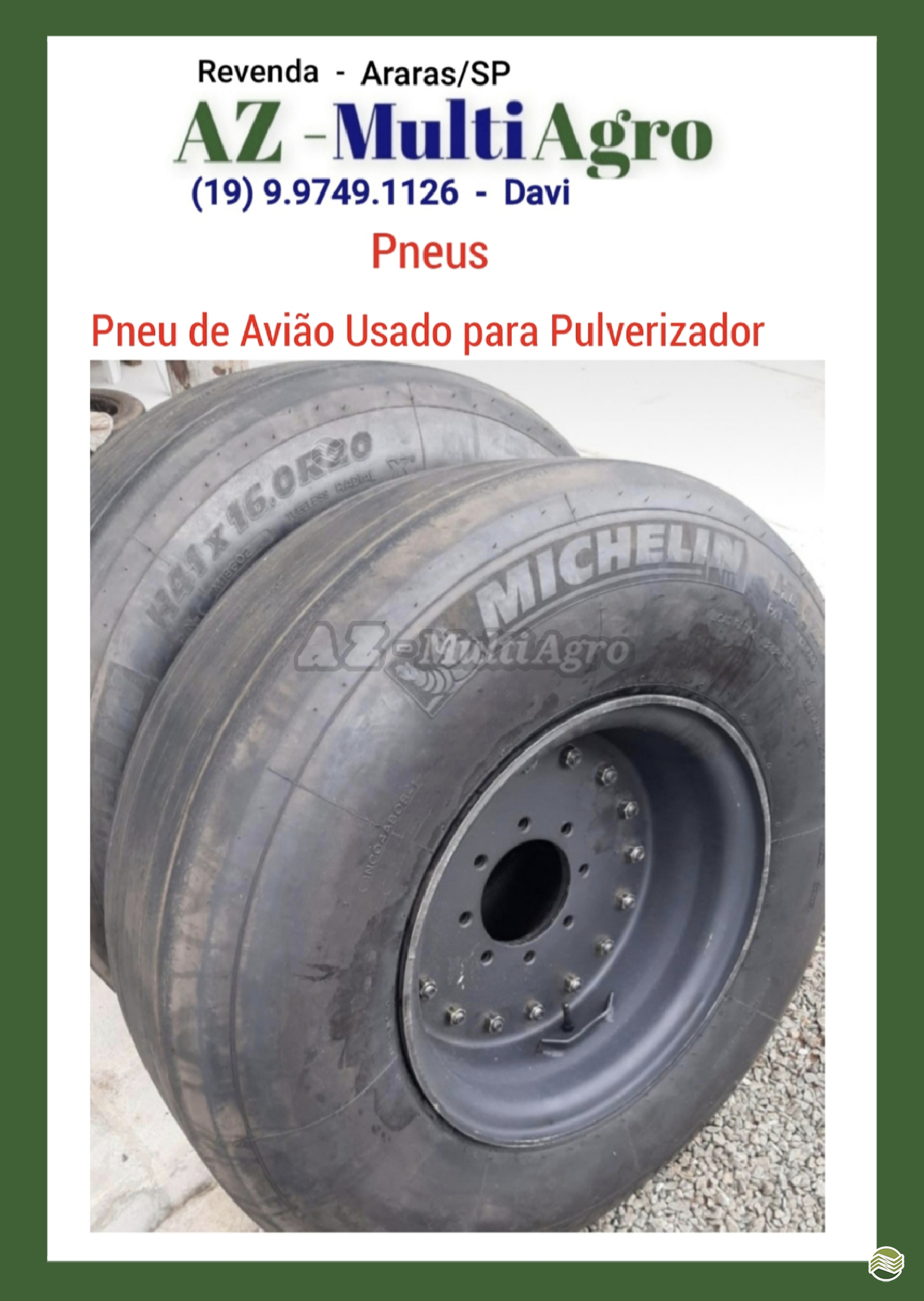 Pneu de Avião Usado para Pulverizador 