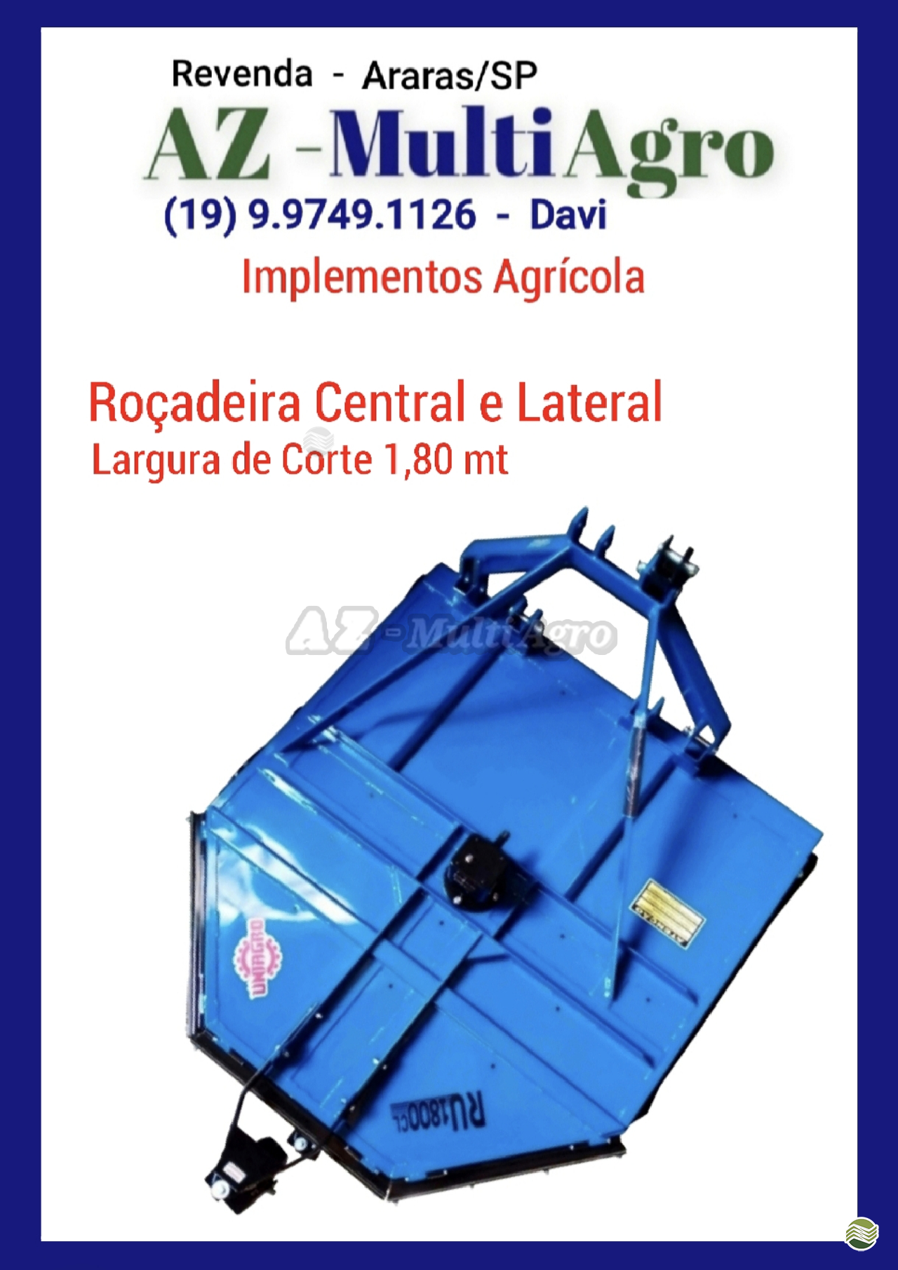 IMPLEMENTOS AGRICOLAS ROCADEIRA ROCADEIRA HIDRÁULICA AZ Multiagro Tratores Impls. Peças e Pneus ARARAS SÃO PAULO SP