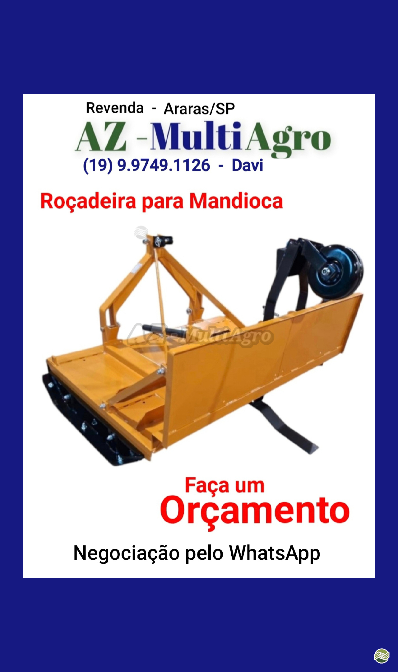 IMPLEMENTOS AGRICOLAS ROCADEIRA PARA MANDIOCA AZ Multiagro Tratores Impls. Peças e Pneus ARARAS SÃO PAULO SP