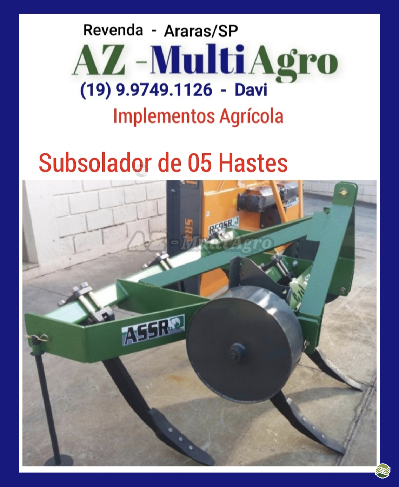 IMPLEMENTOS AGRICOLAS SUBSOLADOR 5 HASTES AZ Multiagro Tratores Impls. Peças e Pneus ARARAS SÃO PAULO SP