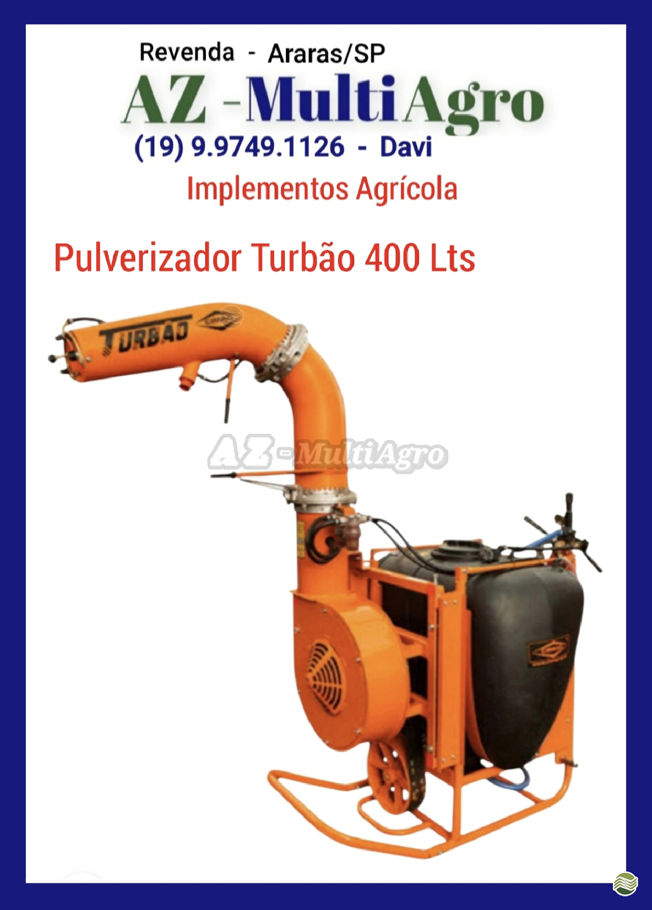 PULVERIZADOR CIMAG 400 L Acoplado Hidráulico AZ Multiagro Tratores Impls. Peças e Pneus ARARAS SÃO PAULO SP