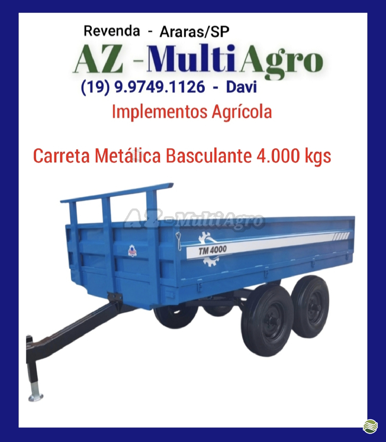 IMPLEMENTOS AGRICOLAS CARRETA AGRÍCOLA CARRETA 4T AZ Multiagro Tratores Impls. Peças e Pneus ARARAS SÃO PAULO SP