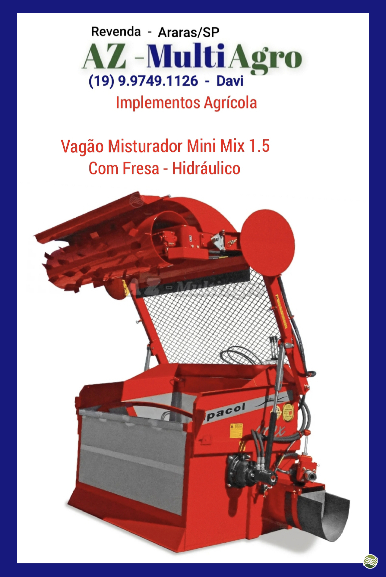 IMPLEMENTOS AGRICOLAS VAGAO FORRAGEIRO VAGÃO MISTURADOR AUTOCARREGÁVEL AZ Multiagro Tratores Impls. Peças e Pneus ARARAS SÃO PAULO SP